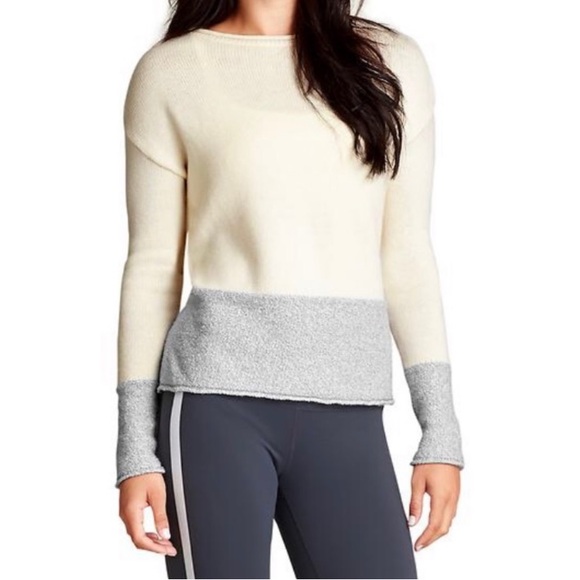 Athleta Sweaters - Athleta Brindle Wool Sweater Size Medium Cream Grey Gray 242904-02